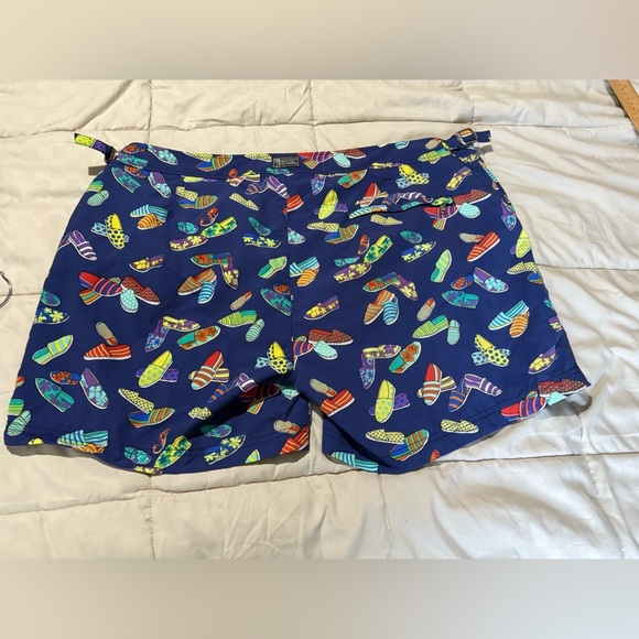 Polo Ralph Lauren size 40 blue fun print swim shorts lined colorful - Picture 3 of 13